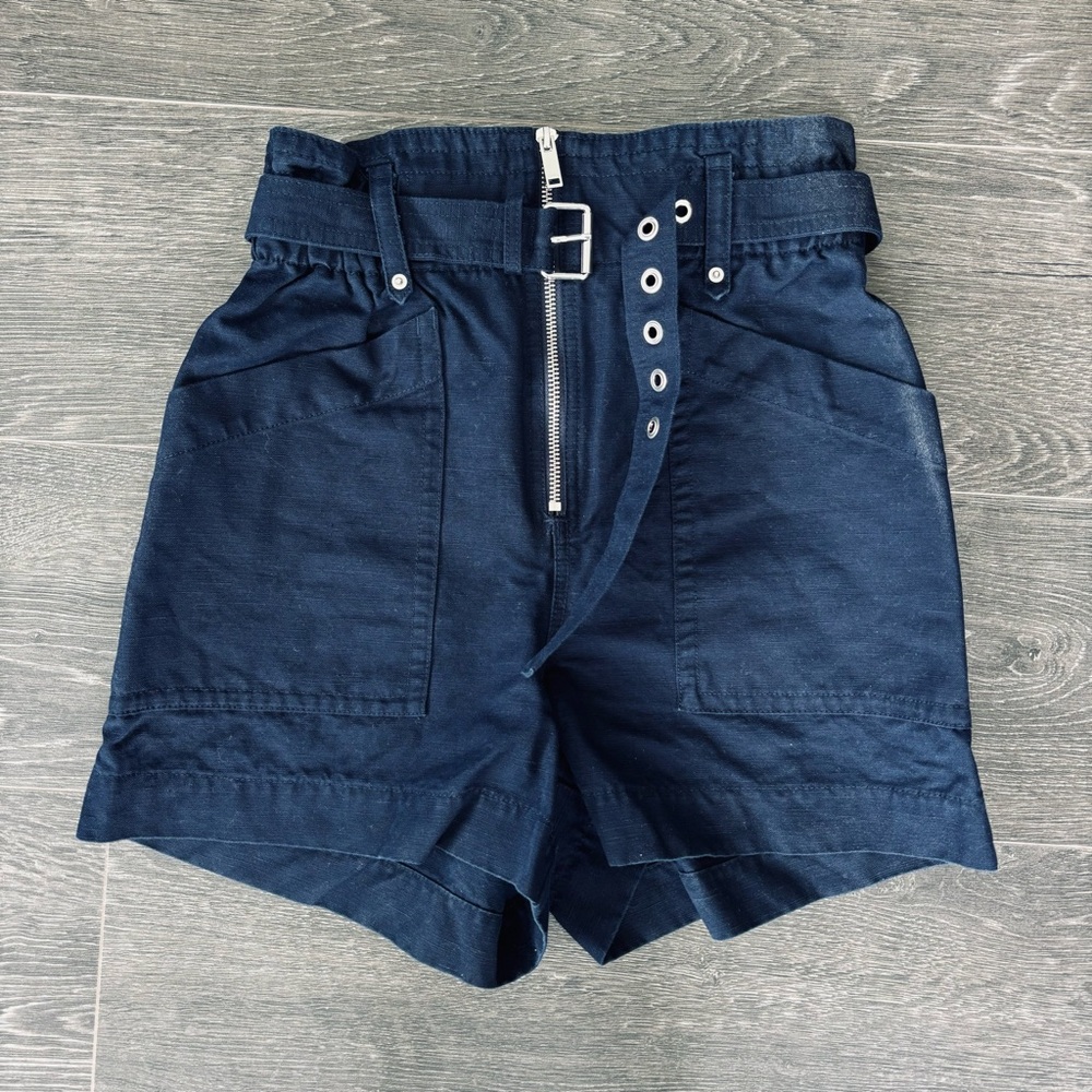 Banana Republic High-Waisted paper Bag Waist Shorts in Blue